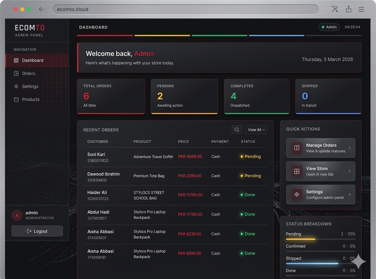 Ecomto Dashboard